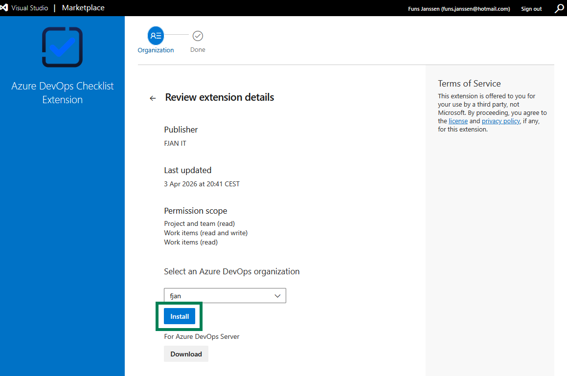 Install the extension